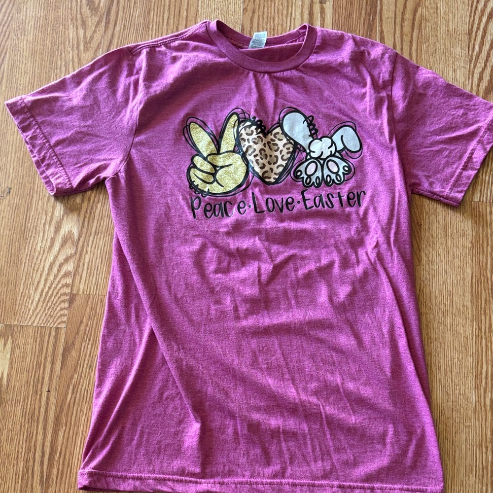 Gildan Kids Peace Love Easter Shirt - Purple